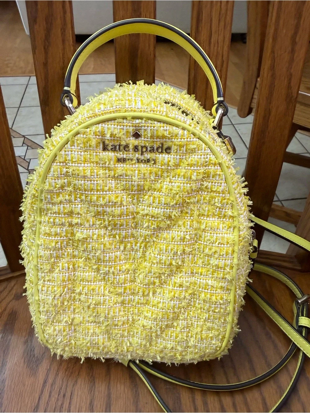 kate spade Yellow Tweed Mini Backpack Purse